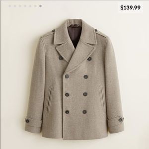 Mango double breasted pea coat tan new with tag